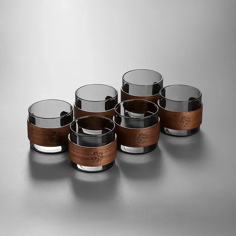 Heat-resistant Glass Tea Cup High Borosilicate Main Cup Tea Tasting Cup Walnut Handle Kung Fu Tea Cup Oasis Select