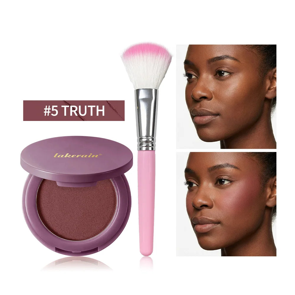 Matte Bouncy Face Blusher and Brush Long Lasting Luminosity Soft Poke Natural Blush Lightweight Blends Seamlessly Korean Makeup Oasis Select Color 5
