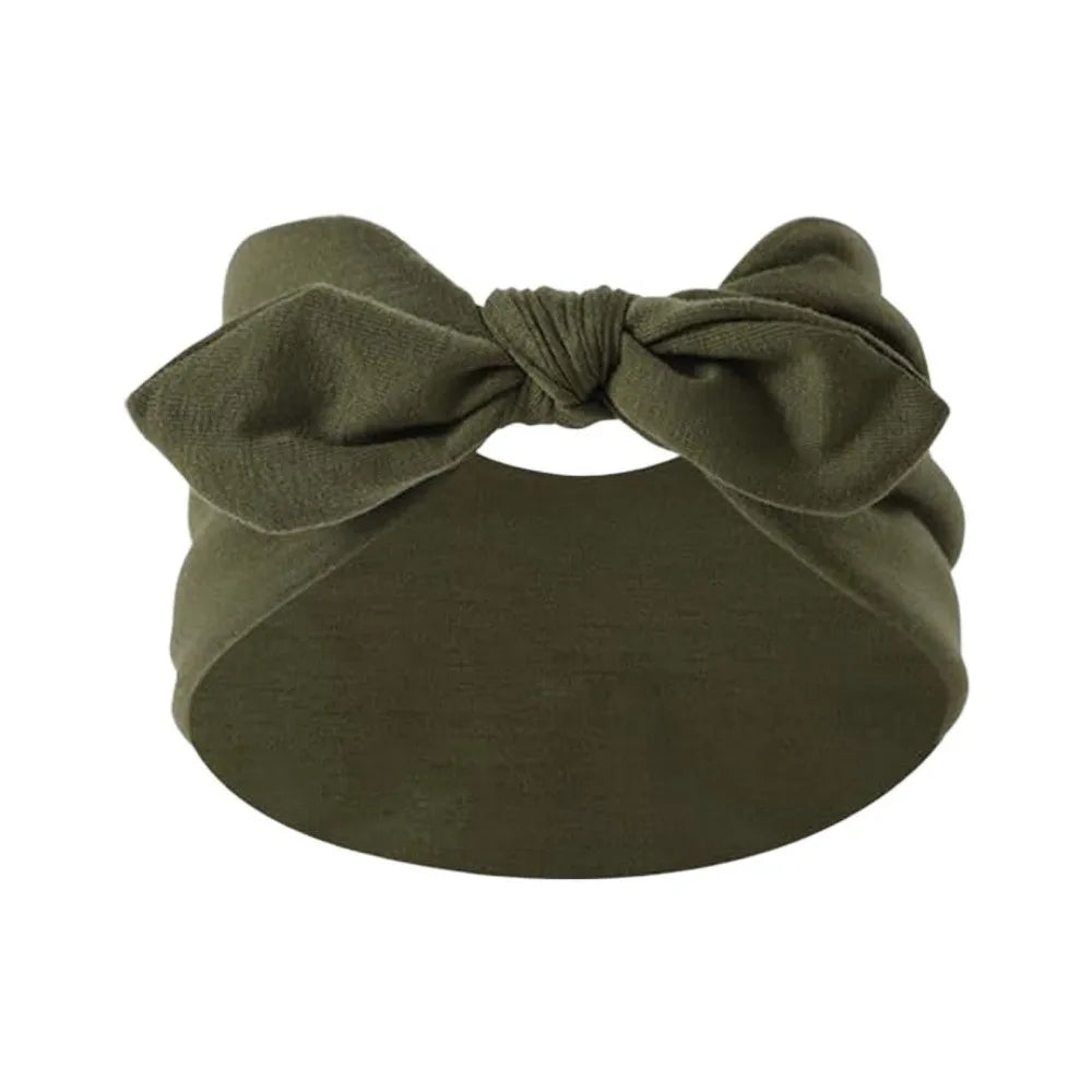Sweat-Wicking Elastic Bunny Ear Hairband Ultra Wide Bohemian Style Bowknot Headband Knotted Bunny Ears Non Slip Headwrap Workout Oasis Select Green