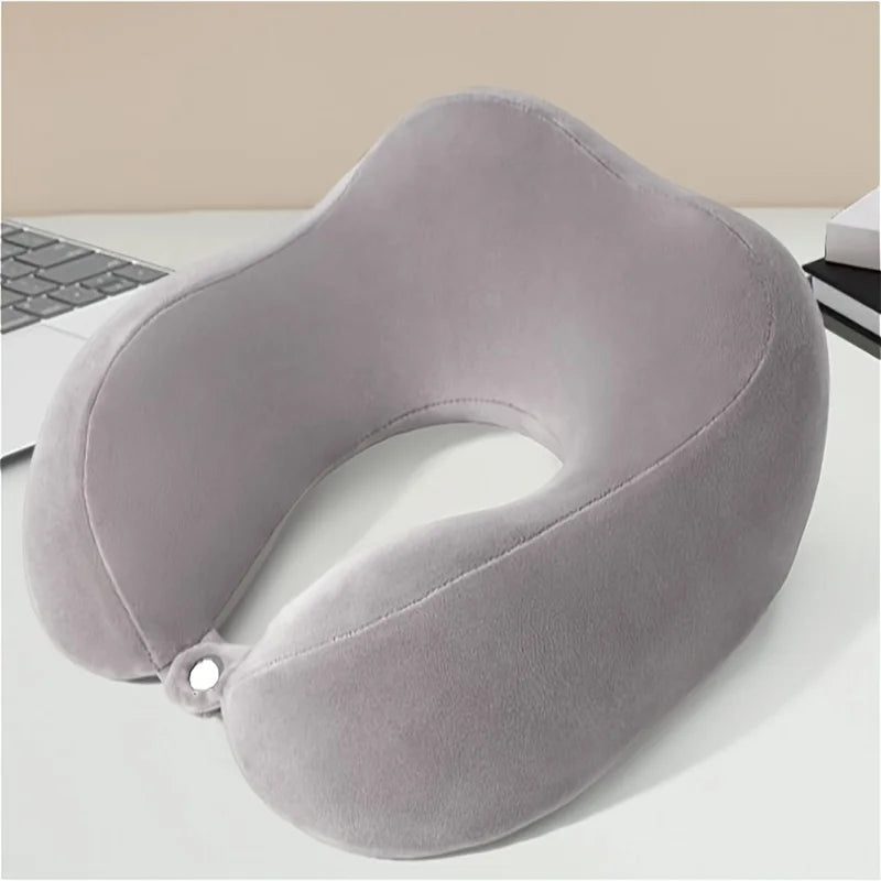 Portable Neck Pillow for Travel & Home Use Ergonomic Cervical Support Easy Storage Comfortable Sleep Slow Rebound Lightweight Oasis Select GRAY