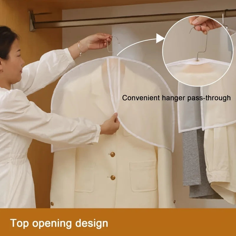 White PVC Garment Covers Translucent Breathable Suit Dust Covers Shoulder Protectors for Clothes Coats Jackets Wardrobe Storage Oasis Select
