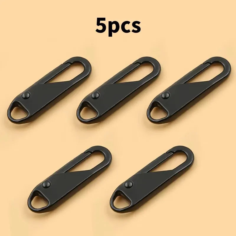 5/10/15/20pcs Universal Replacement Zipper Slider Metal Alloy Removal Zipper Puller Luggage Bag Zip Head DIY Craft Sewing Tool Oasis Select 5pcs Black