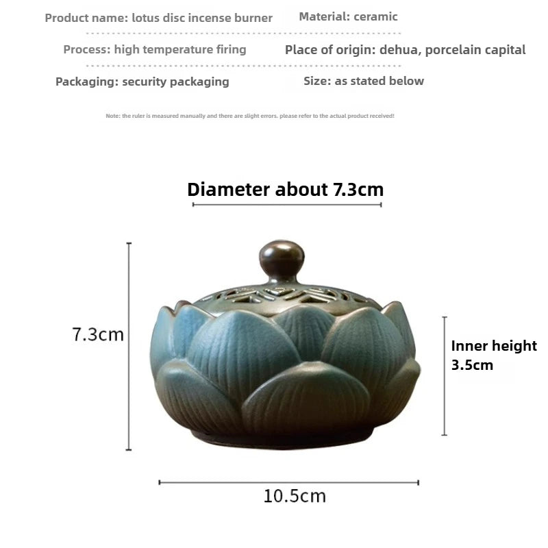 Ceramic Lotus Incense Burner Creative Retro Zen Aroma Diffuser Household Indoor Sandalwood Incense Burner Decoration Oasis Select