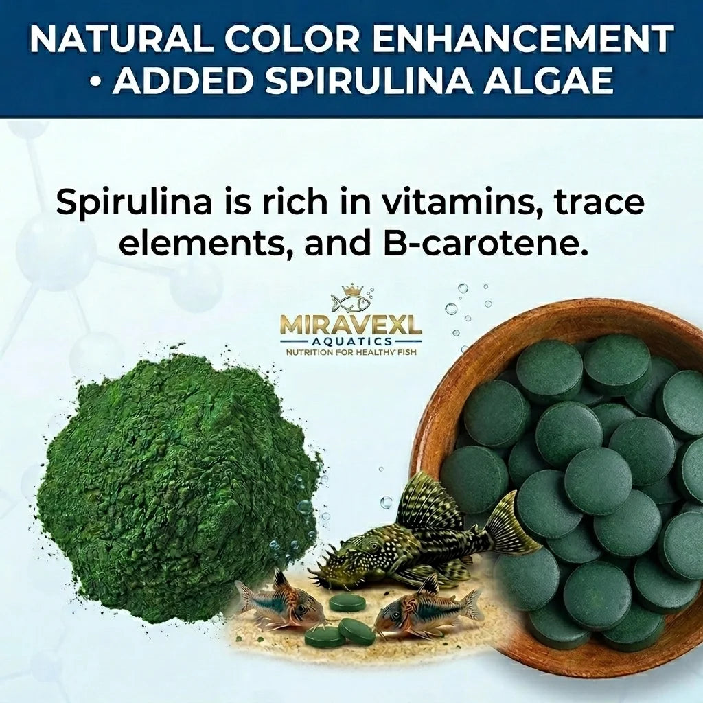 High Purity Spirulina Sinking Tablets: Premium Seaweed Aquarium Food for Bottom Feeders, Plecos, Corydoras & Red Shrimp. Oasis Select