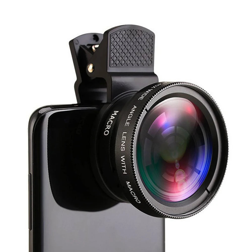2 IN 1 Lens Universal Clip 37mm Mobile Phone Lens Professional 0.45x 49uv Super Wide-Angle + Macro HD Lens For iPhone Android Oasis Select