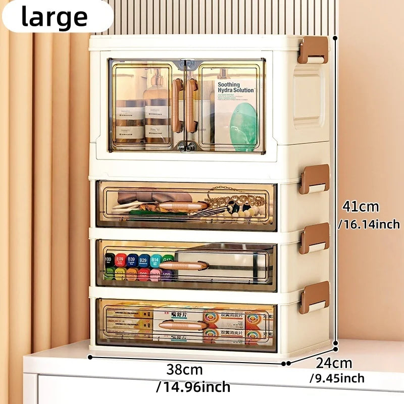 30/40cm Width, Foldable Desktop Organizer Multi-Layer Options,Cream Style Design,Perfect for Cosmetics，Stationery，Storage Box Oasis Select 40cm-1Large-3Small
