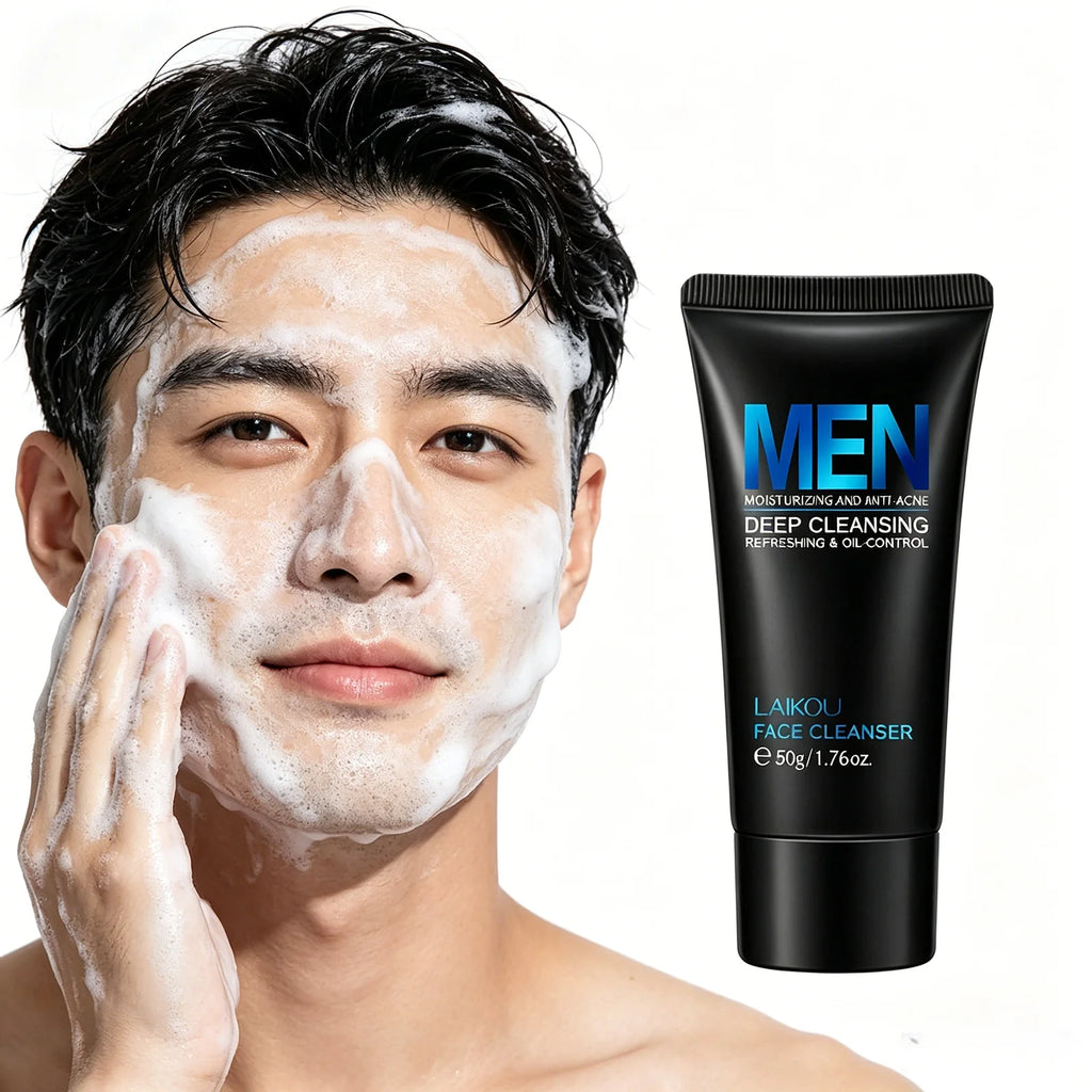 LAIKOU Men Face Cleanser 50g Oil Control Refreshing Deep Cleansing Moisturizing Gentle Facial Wash for Men Oily Skin Care Oasis Select