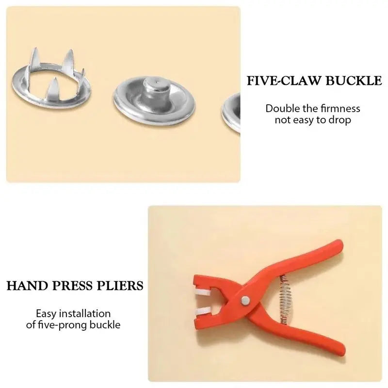 LIKE WISH Five Claw Button Installation Tool Pliers Invisible Snap Button Sewing-Free Button Set Is Suitable For DIY Crafts Oasis Select