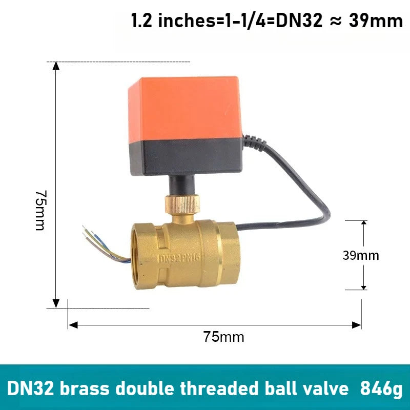 Electric Two-way Ball Valve DN15 20 25 32 40 50 Three Wire Two-point Control 220V 12V 24V Copper Electric Ball Valve Oasis Select DN32 AC220V 3 lines 2 controls two-way