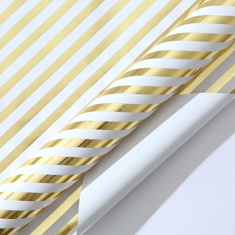 43x300cm Bronzing Striped Golden Polka Dot Gift Wrapping Paper Christmas Valentine's Day Birthday Gift Wrapping Paper Crafting Oasis Select Style2-43x300cm