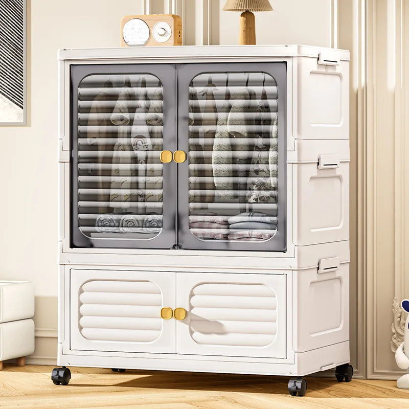 Foldable Cabinet,2-5 Tier, Multi-Combo,Rolling Mobile with Wheels,Heavy-Duty, Large Capacity,Bedroom/Living Room/Kitchen Storage Oasis Select