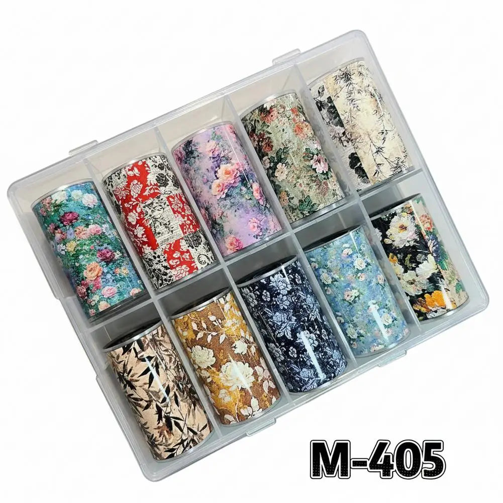 10-Roll Holographic Floral Nail Transfer Foils – Starry Sky Set Nail Transfer Foils Oasis Select B