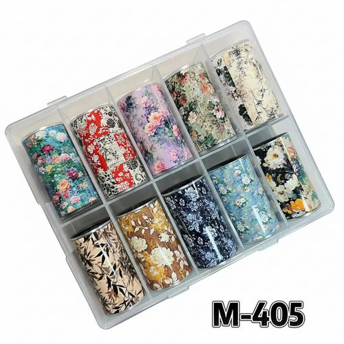 10-Roll Holographic Floral Nail Transfer Foils – Starry Sky Set Nail Transfer Foils Oasis Select B