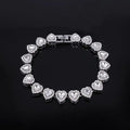 45CM New Hip Hop Tennis Chain Bracelet Necklace Shiny Heart Rhinestone CZ Fashion Rock Party Jewelry Oasis Select Silver 20cm