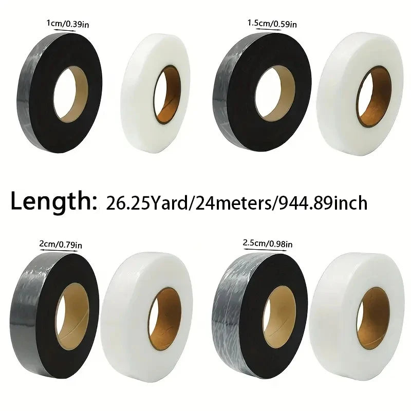 2Roll Black White Double-sided Interlining Adhesive Fabric Clothes Iron On Hem Tape Interlining Web DIY Sewing Patchwork Acces Oasis Select