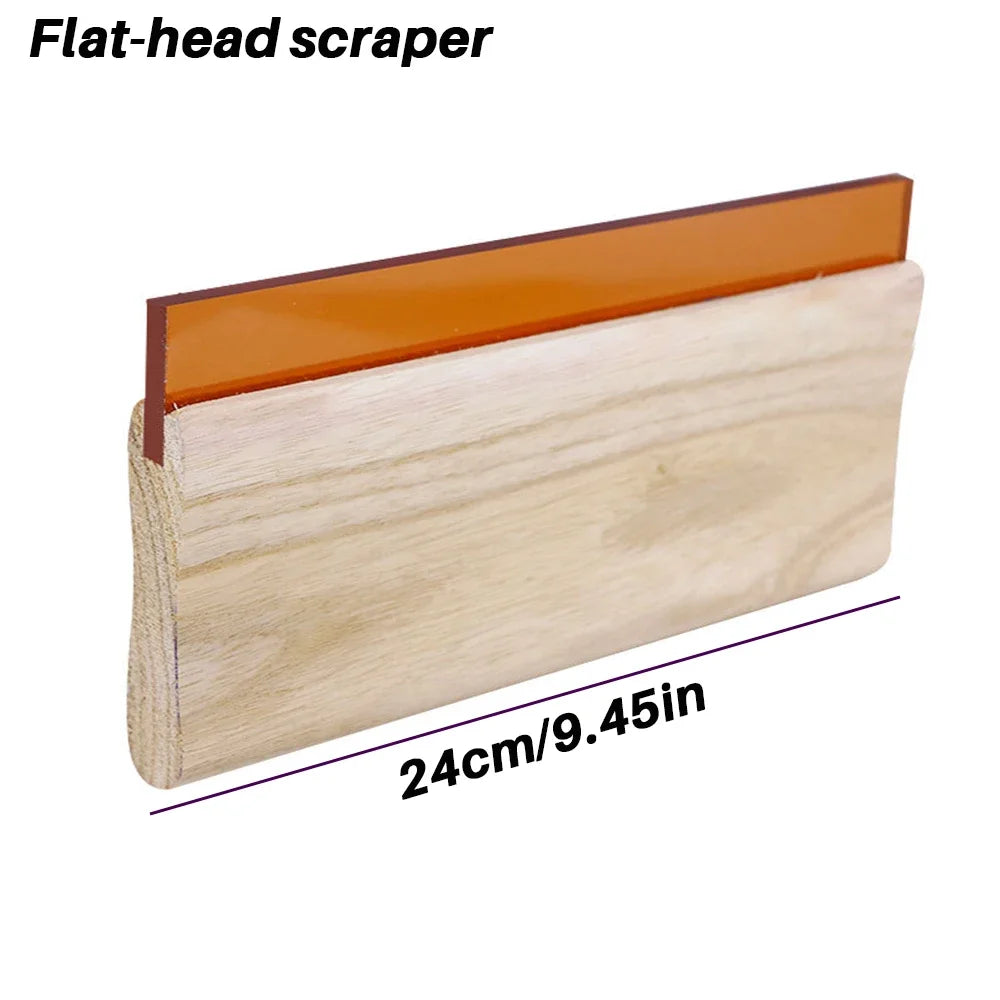 Screen Printing Squeegee with Wooden Anti-Slip Handle, High-Elastic Silicone Blade, Water-oil dual use, Anti-stick, Easy clean Oasis Select 24cm Flat