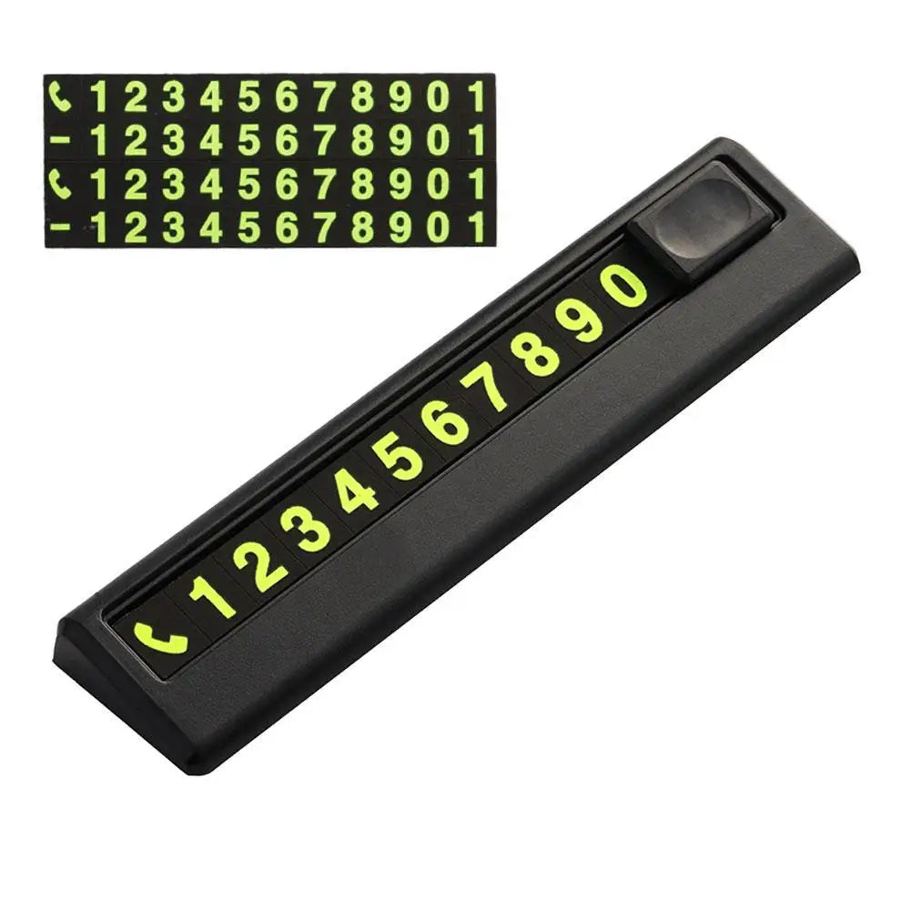 Luminous Temporary Parking Card – Sliding Cover Phone Number Plate