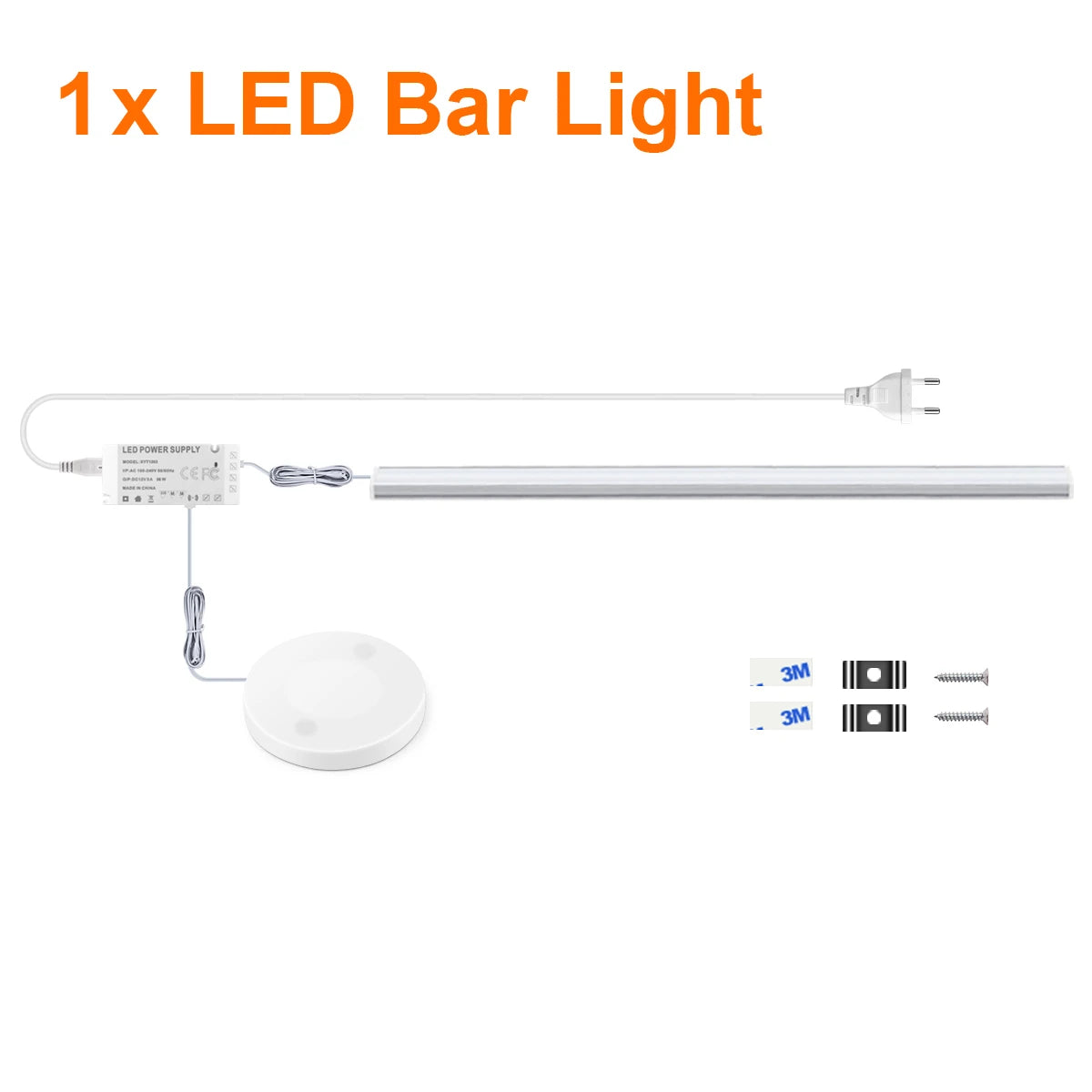 1-6pcs Kitchen LED Under Cabinet Light 12V Penetrable Touch Switch Wood Hand Scan Motion Sensor Dimmable LED Bar Night Lamp EU Oasis Select 1PCS With EU Plug White 30CM