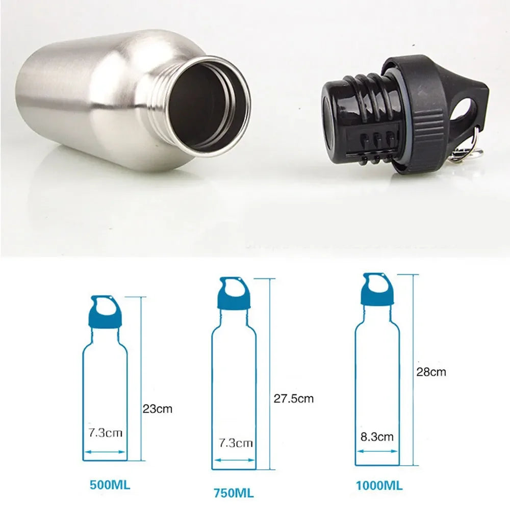 500/750/1000ml Stainless Steel Sports Water Cup Portable Carabiner Yoga Camping Hiking Fishing Mountaineering Outdoor Sports Oasis Select