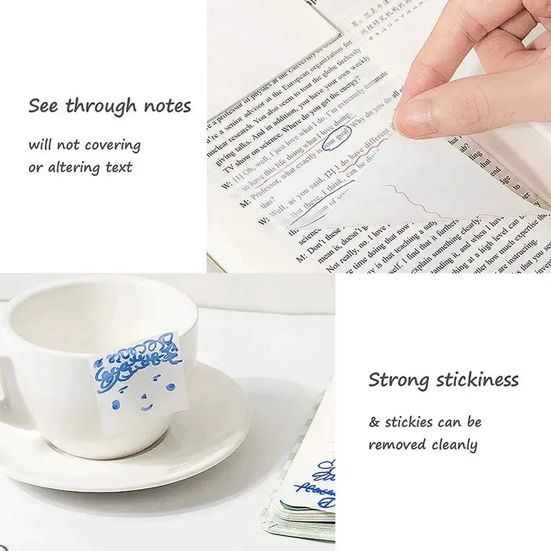 50-250Sheets Transparent Waterproof Posted It Sticky Note Pads Notepads Posits for School Stationery Office Supplies Oasis Select