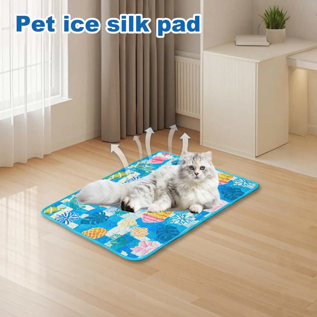 Pet Cooling Mat Cat Cooling Mat And Sleeping Pad For Pets Summer Cool Pads Blanket Washable Ice Silk Breathable Mat Pet supplies Oasis Select