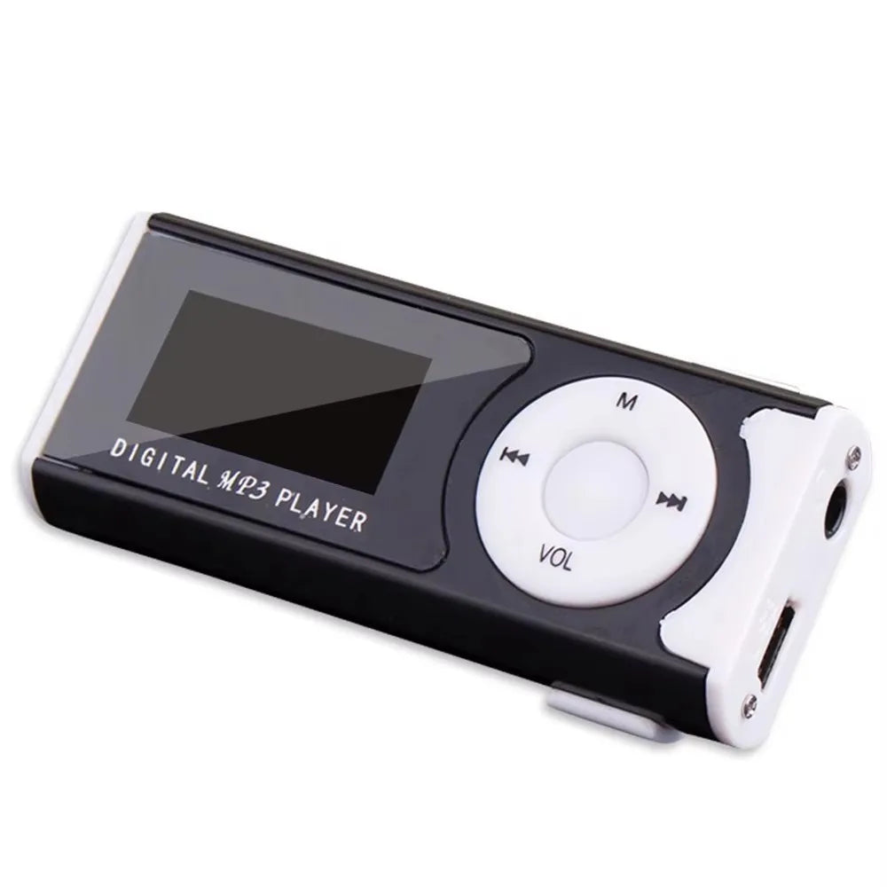 Lossless Sound Portable Mini MP3 Player with LCD Screen Card Slot USB MP3 Music Players Metal Clip Slim Student Walkman Oasis Select Black