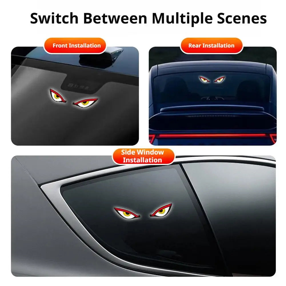 Cool Demon's Eye Car LED Light Solar Powered Blinking Moving Eyes Car Decoration Lamp Rear Windshield Atmosphere Light Oasis Select