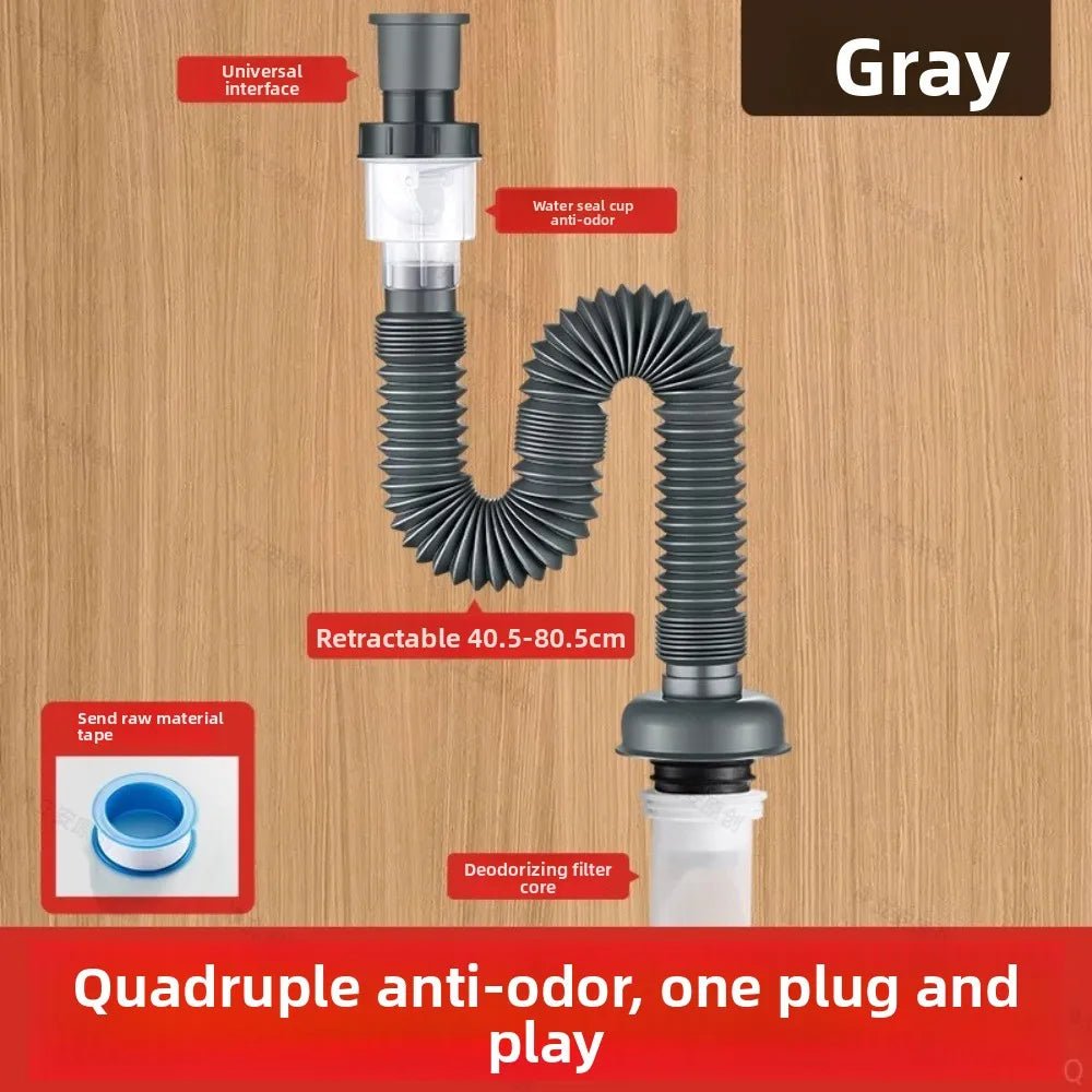 P-Trap Kitchen Sink Deodorant Set Launch Pipeline Deodorizing Filter Sink Strainer Hose Drain Pipe Plumbing Kitchen Accessories Oasis Select A