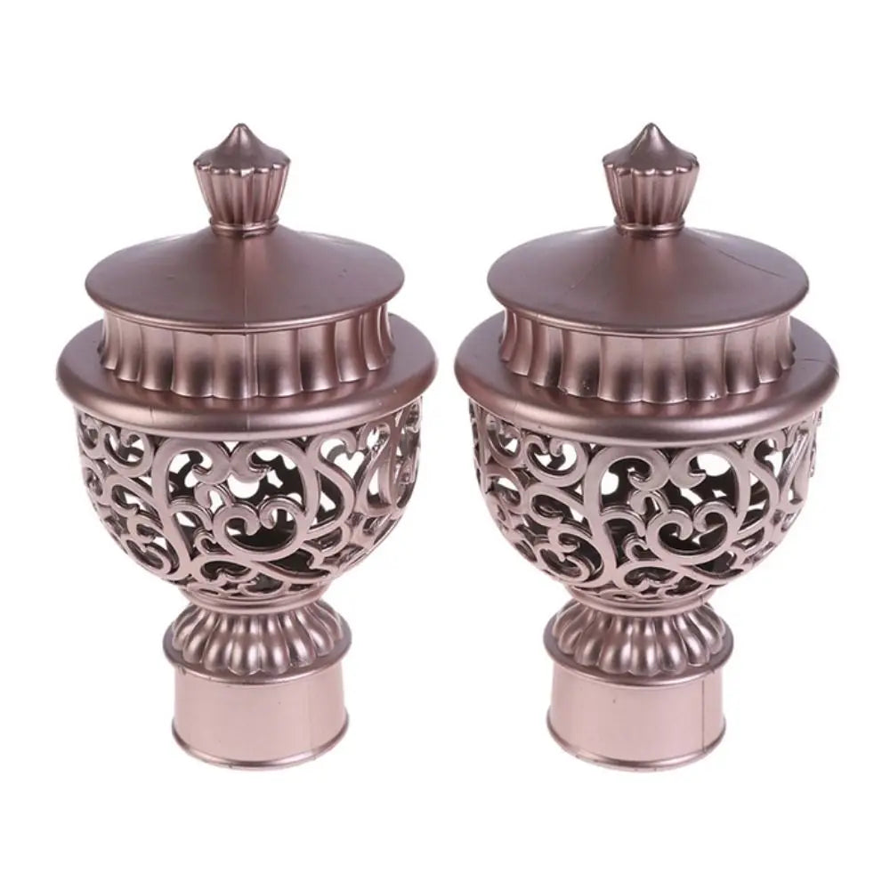 2pcs Durable Hollow Out Decorative Curtain Rod Cap Curtain Rod Head Drapery Rail Ends Curtain Accessories Oasis Select rose gold
