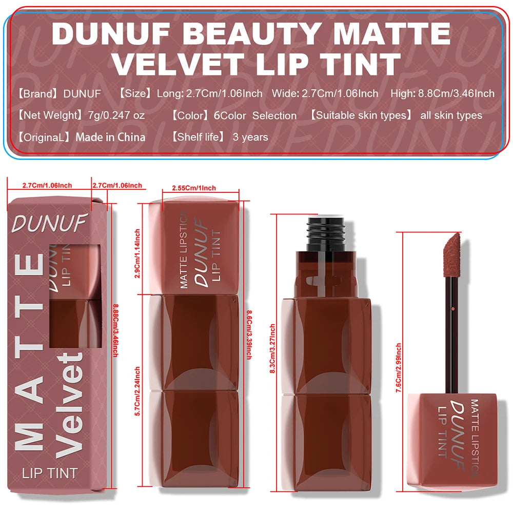 Liquid Velvet Matte Lipstick Long-lasting Waterproof Lip Gloss Lip Glaze Non-Stick Cup Nude Red High Pigment Y2K Christmas Gift Oasis Select