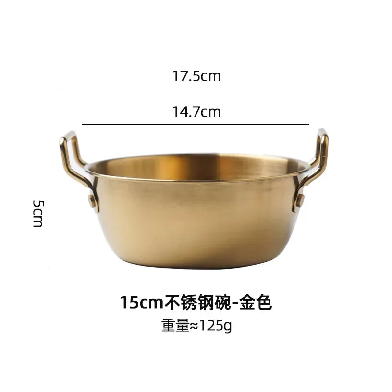 1pcs Stainless Steel Korean Style Pot Golden Sauce Dishes Appetizer Serving Dishes Sets Tray Spice Plates Kitchen Tableware Oasis Select gold-L