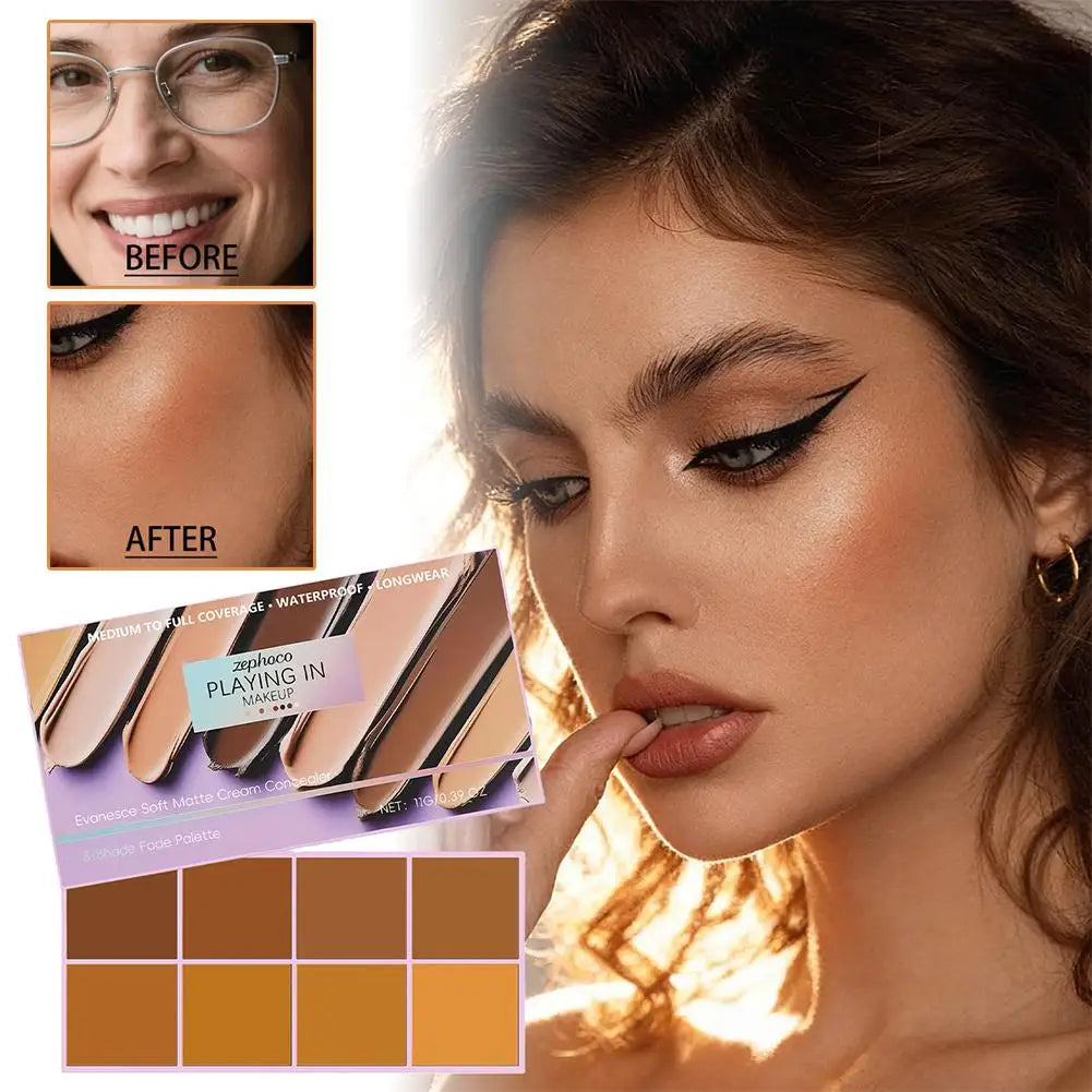 8 Colors Concealer Blush Palette Long-Lasting Concealer, Waterproof Concealer Palette, Non-Peeling Contour Pal, Concealer Oasis Select