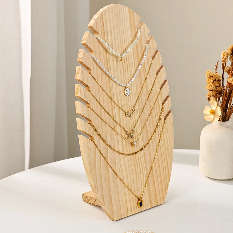 1pc wooden necklace large/small display rack, leaf shaped jewelry storage rack, desktop necklace bracelet display rack Oasis Select