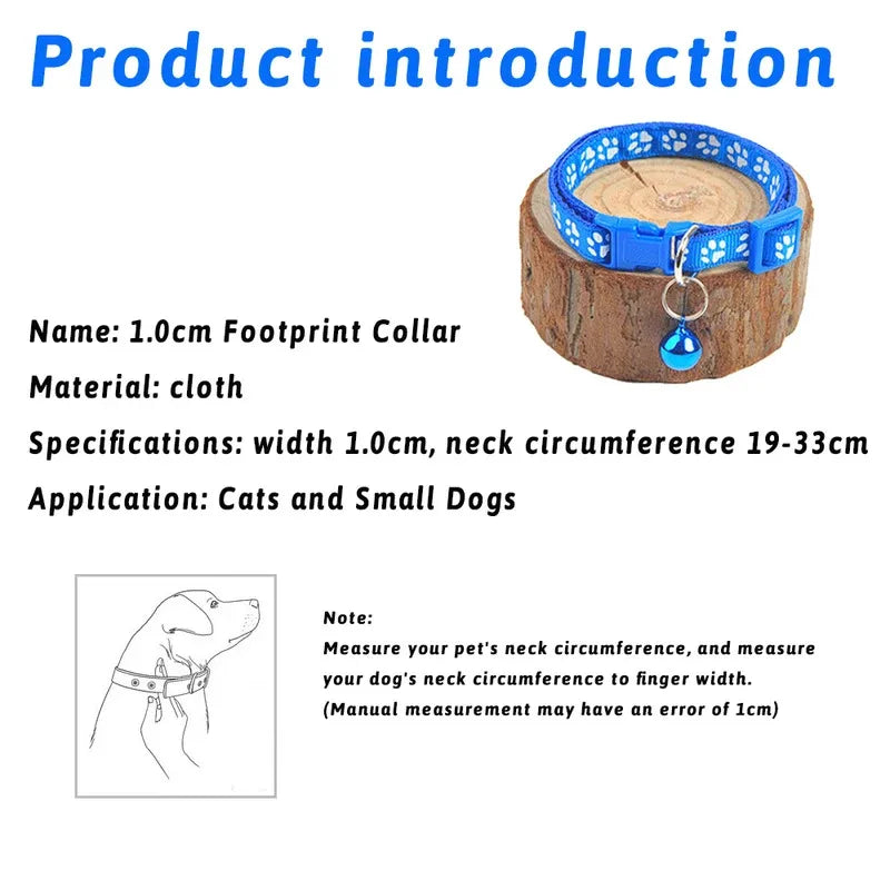 1/6pcs Pet Collar With Bell, Cartoon Footprints, Colorful Dog, Puppy, Cat Accessories, Adjustable Safety Bell Ring Necklace, Pet Oasis Select