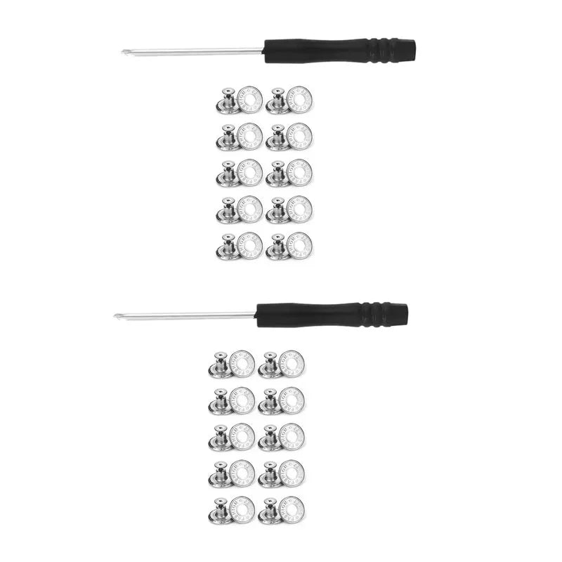 10/20/30Pcs Jeans Buttons Replacement No-Sew Removable Metal Buttons Snap Denim Button Repair For Jeans Clothing Supplies Oasis Select 20pcs D