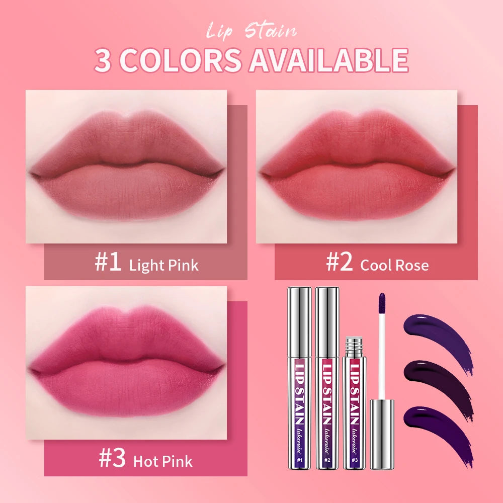 Peel Off Lip Stain Kit – 3 Rose & Pink Waterproof Shades