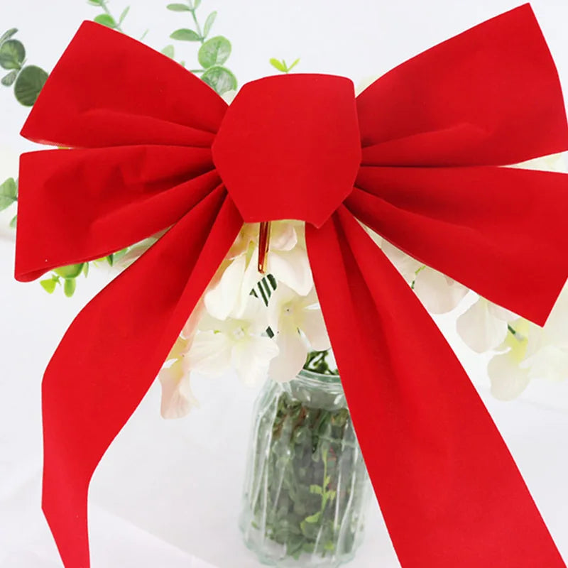 Large Christmas Bow Red Velvet Bow Christmas Tree Topper Decoration Wreath Bows for Door New Year Christmas Party Decoration Oasis Select