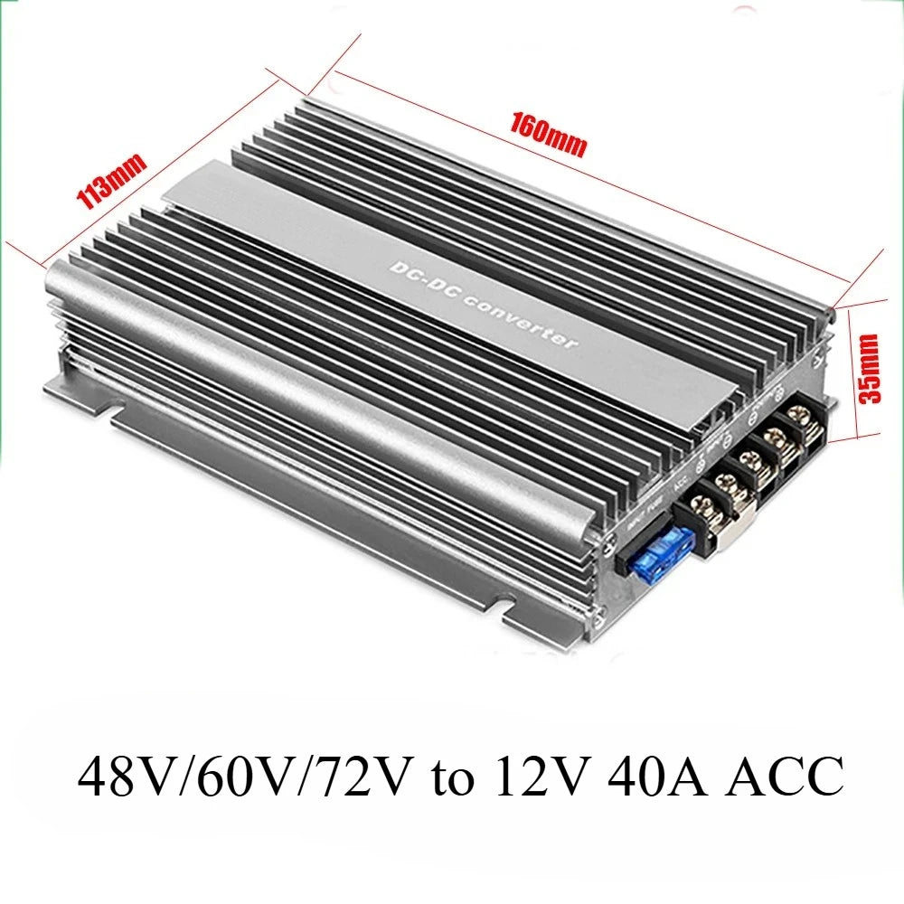48V/60V/72V to 12V 40A 30A 20A Power Converter DC Automatic Buck Regulator Step-Down Voltage Power Supply Module For Car Oasis Select 40A ACC 40V-90V 12V