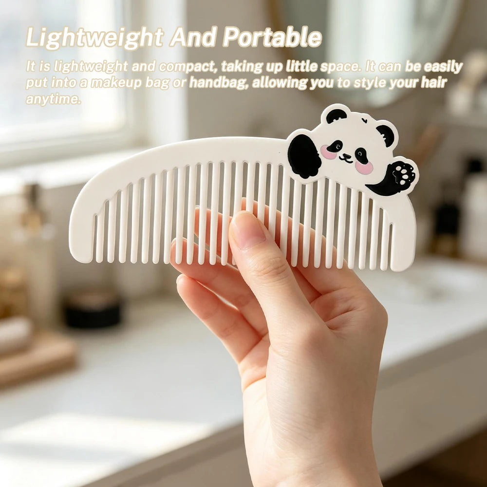 Cute Panda Wide Tooth Pocket Comb – Portable Travel Comb Pocket Hair Comb Oasis Select
