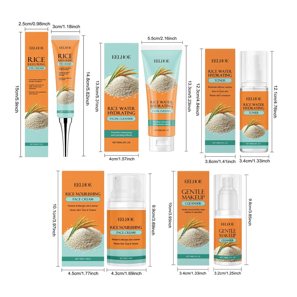 Eelhoe Rice Skincare 5-in-1 Set – Brighten & Moisturize Skincare Gift Set Oasis Select 5 IN 1