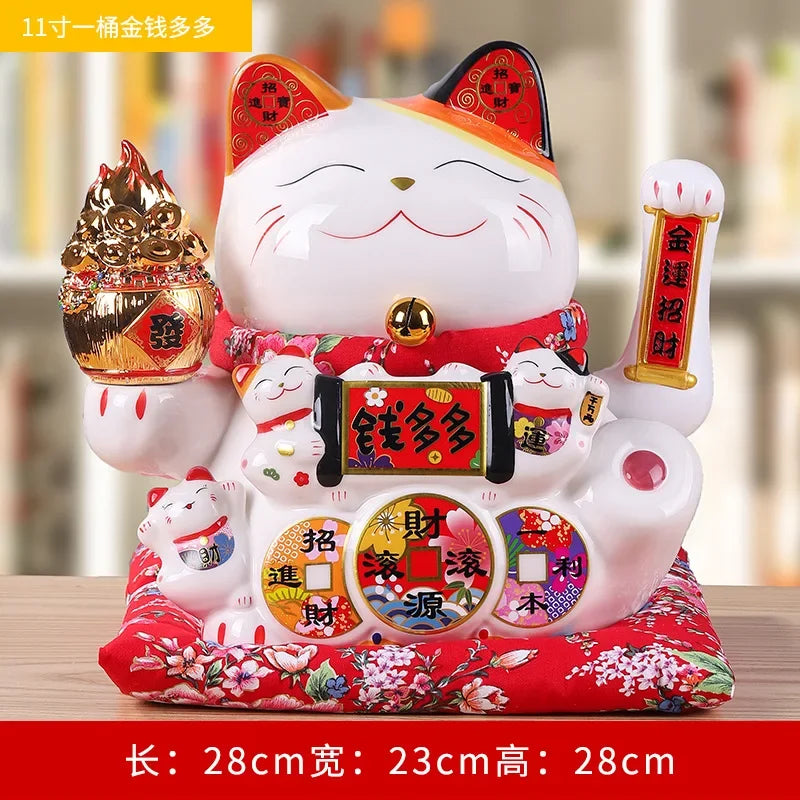 11-inch Lucky Cat Shaking Hand Ornaments Large Electric Cashier Home Store Opening Gift Ceramic Ornaments Oasis Select 17 26cm x 22cm