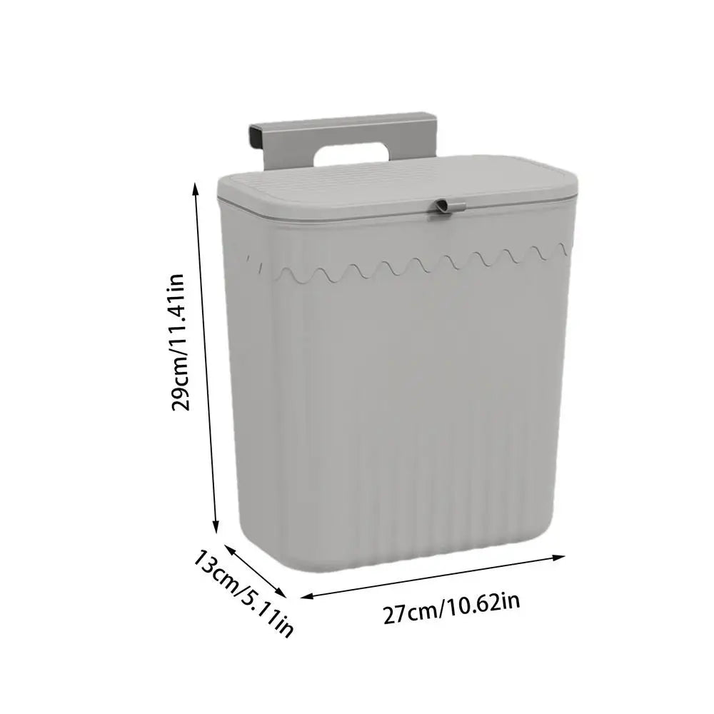 Hang Trash Can Kitchen Garbage Container Garbage Bin Trash Container With Lid Kitchen Accessories No Drilling Trash Container Oasis Select LIGHT GRAY about 27x13x29cm