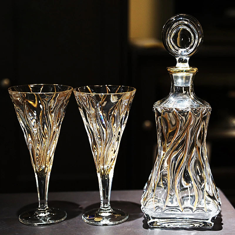 Crystal glass traced gold whiskey glass wine glass tall red wine glass wine set Oasis Select