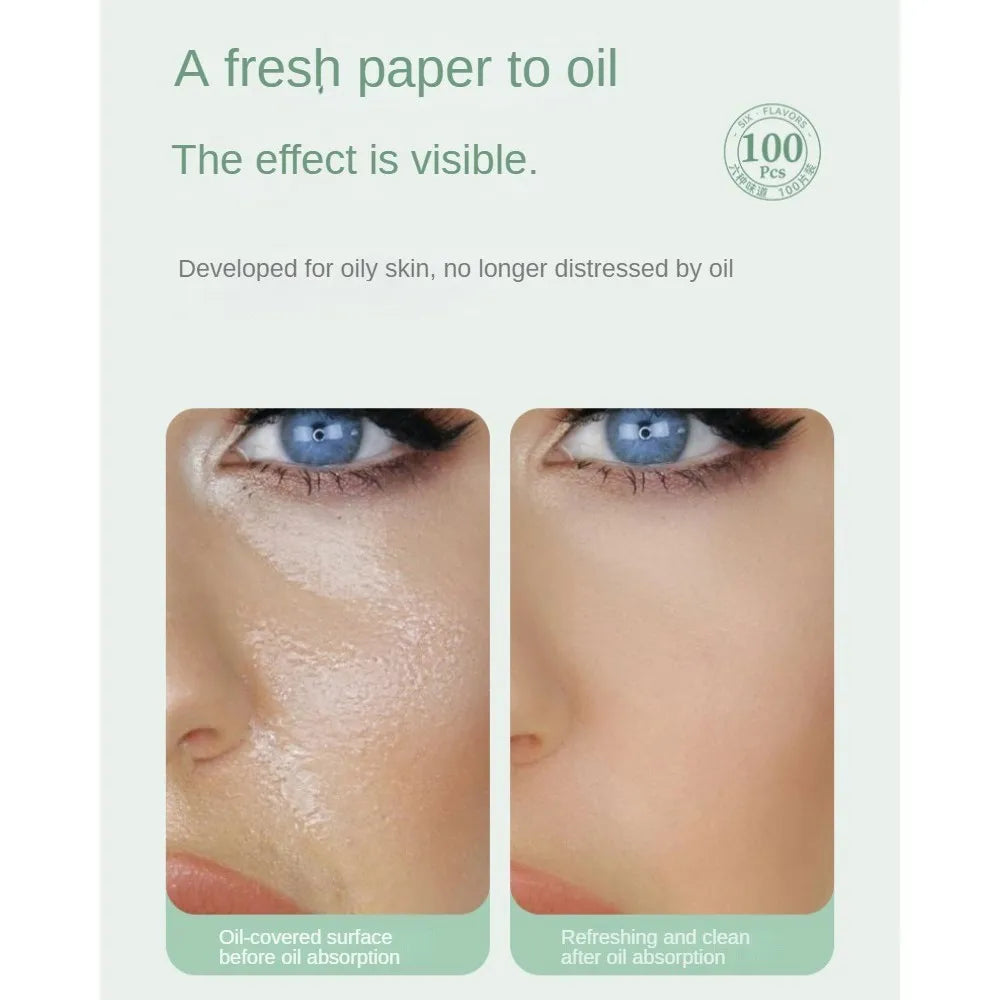 100 Pieces Fragrance Facial Oil-absorbing Paper for T-zone Oil Control Oasis Select