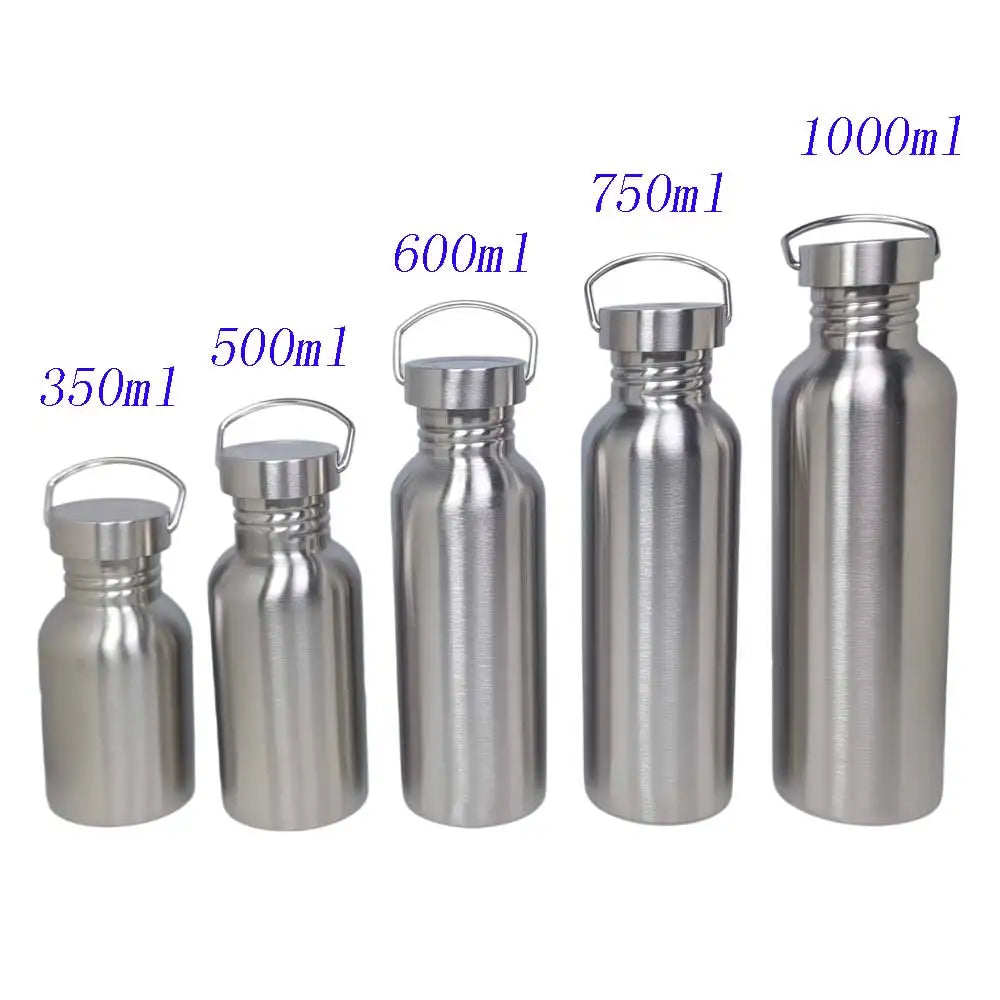350 750ML 1000ML 304 Stainless Steel Water Bottle Single Wall Backpack Canteen for Outdoor Camping HikingCycling Fishing Travel Oasis Select