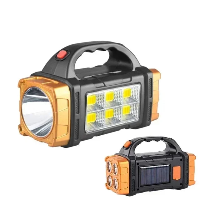 Solar USB Rechargeable LED Flashlight COB Work Light 15W