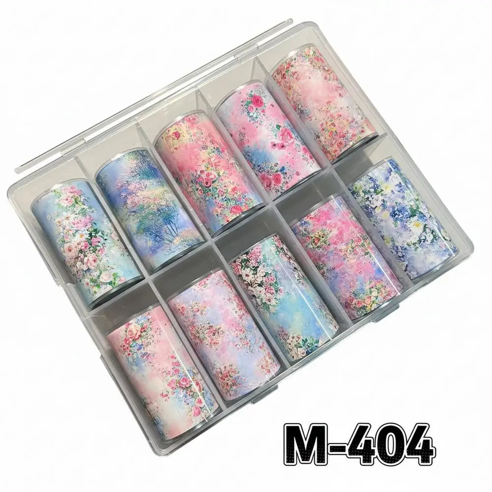 10-Roll Holographic Floral Nail Transfer Foils – Starry Sky Set Nail Transfer Foils Oasis Select A