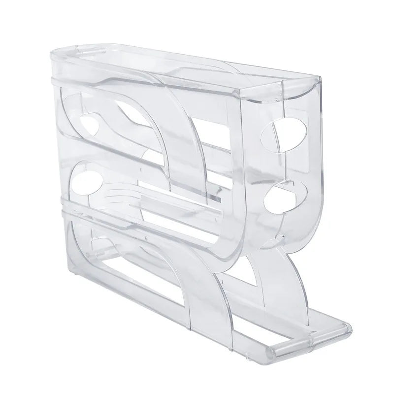 4-Tier Rolling Egg Holder Egg Etorage Space-Saving Auto-Feed Egg Container for Refrigerator Eggs 18 Count Kitchen Organizer Oasis Select Clear 4Tier
