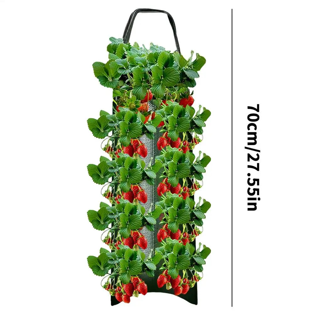 Tomato Planter Bag 8-Hole Hangable Fabric Pouch For Plant Aeration & Growth Gardening Bags For Tomatoes Roses Carrots Potatoes Oasis Select 10 holes Green