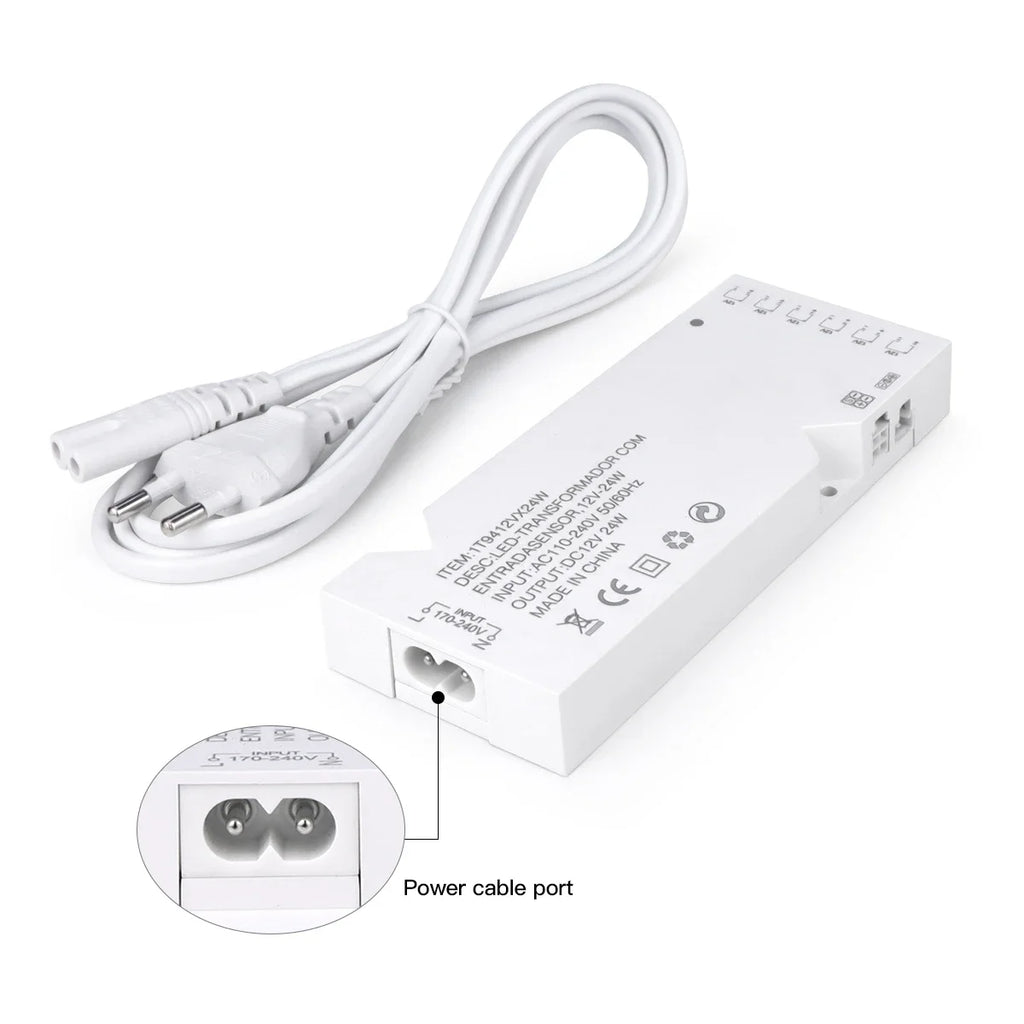 AC/DC Power Transformer Converter+Penetrate Touch Dimmable Switch 12V Lighting Adapter for LED Strip/LED Tube 4-10 Dupont Ports Oasis Select